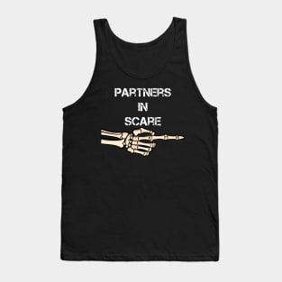 Partners In Scare Funny Skeleton Arm Pointing Couple Halloween Tank Top